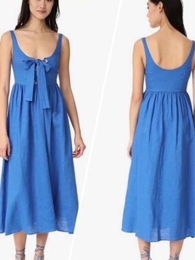 Mara Hoffman Blue Tie-Front Midi Dress